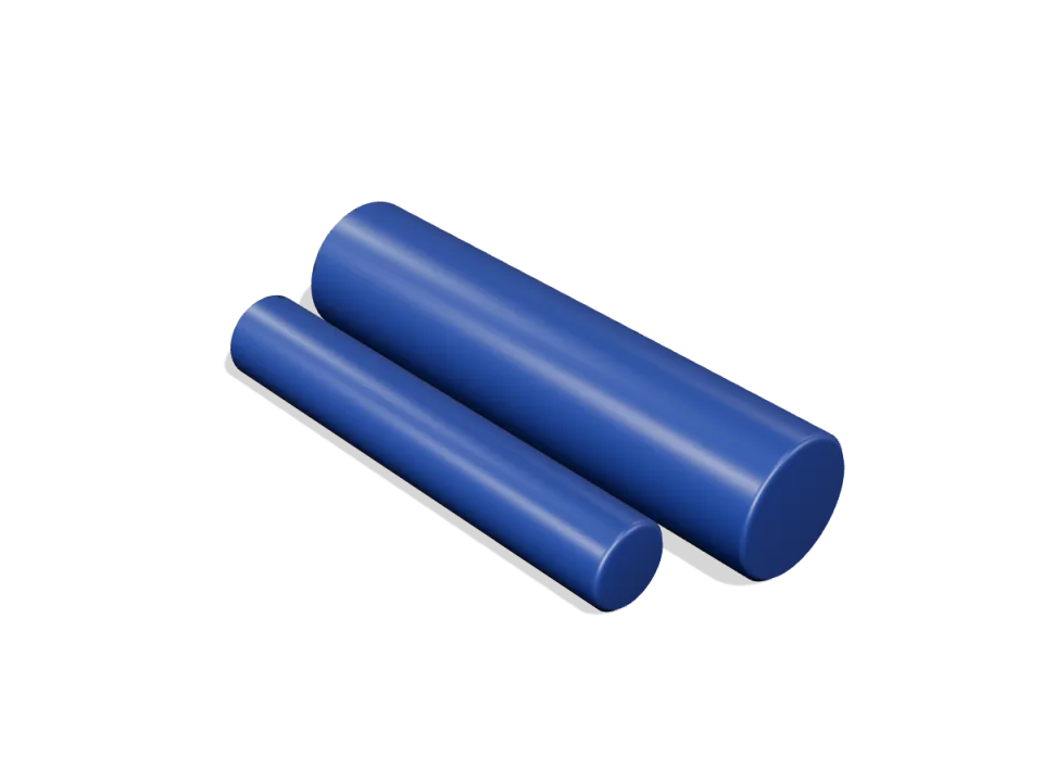 Poliacetal POM-C, za kontakt s hranom tamnoplavi (slično RAL 5002) – šipka Ø 50 × 1000 mm