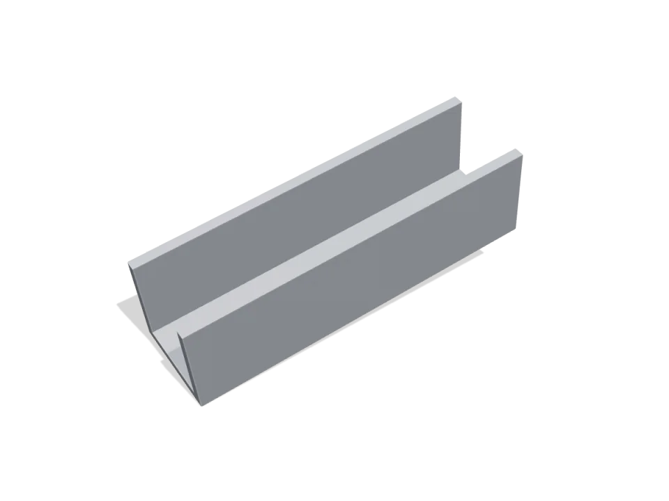 Polipropilen PP-H (homopolimer) sivi (slično RAL 7032) – U-profil 49 × 46 × 4 × 5000 mm